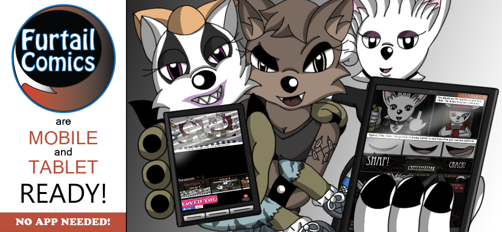 Furry webcomics promo banner for mobile and tablet website